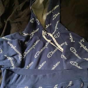 Blue Champion Logo Hoodie